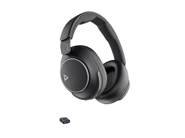 HP Poly Voyager Surround 80 UC USB-C-hodesett + USB-C/A-adapter, Trådløs, Musikk/hver dag, 275 g, Hodesett, Svart