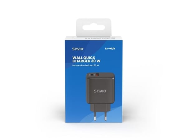 Savio LA-06/B USB Quick Charge Power Delivery 3.0 30W Internal charger, Utendørs, USB, Sort