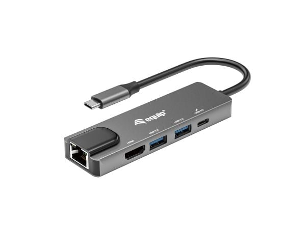 Utrusta 133489, Trådbunden, USB 3.2 Gen 1 (3.1 Gen 1) Typ-C, 100 W, 10 100 1000 Mbit/s, Grå, 5 Gbit/sek.