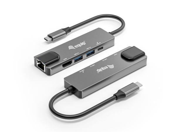 Utrusta 133489, Trådbunden, USB 3.2 Gen 1 (3.1 Gen 1) Typ-C, 100 W, 10 100 1000 Mbit/s, Grå, 5 Gbit/sek.