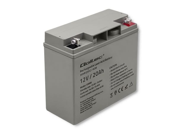 Qoltec - UPS-batteri - agm battery, 12V, max. 300A - 1 x batteri - Bly-syra - 20 Ah