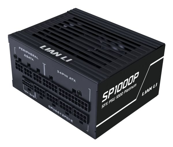 Lian Li SP Series Platinum 80 PLUS Platinum-strømforsyning, SFX, fullt modulær, PCIe 5.1, ATX 3.1 - 1000 watt, svart