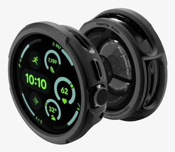 Spigen Liquid Air, eske, SmartWatch, svart, Google, Pixel Watch 4 (45 mm), termoplastisk polyuretan (TPU)