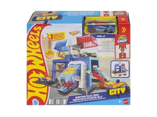 Hot Wheels City Downtown Police Tower, Ajoneuvo ja ratasetti, 3 vuosi/vuosia, Muovi, Monivärinen