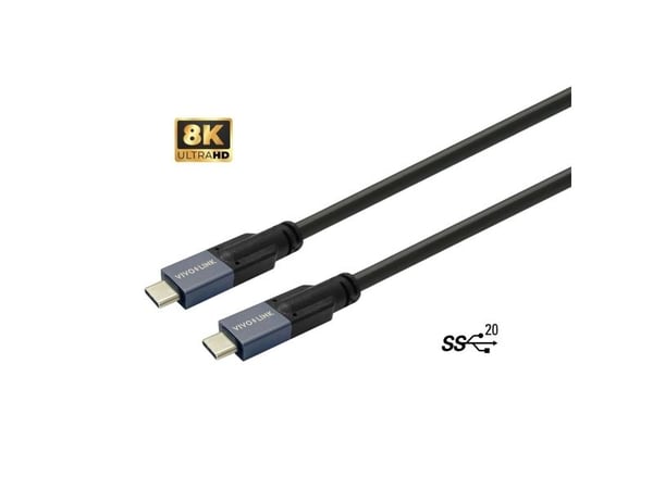 VivoLink - USB-kabel - 24 pin USB-C (hann) til 24 pin USB-C (hann) - USB 3.2 Gen 2 / DisplayPort 1.4 - 5 - 20 V - 5 A - 6 m - up to 20 Gbps data tr...