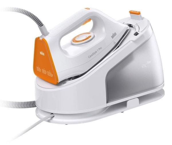 Braun CareStyle 1 Pro IS 1511 - Dampstrykejern med automatisk slukking - såleplate: FreeGlide 3D SuperCeramic - 2200 W - hvit/oransje