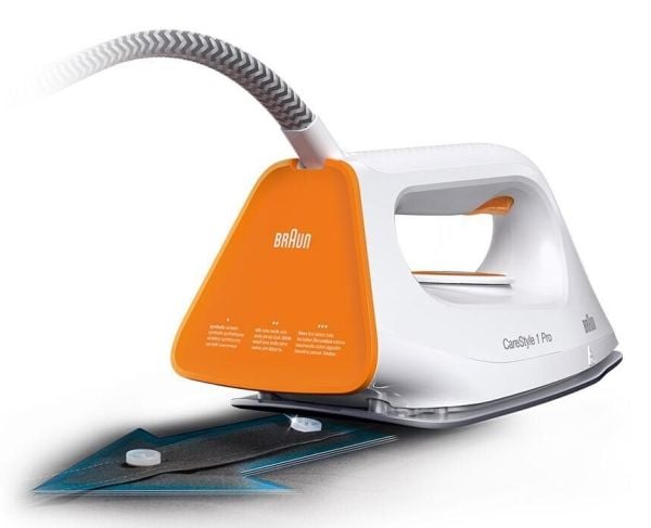 Braun CareStyle 1 Pro IS 1511 - Dampstrykejern med automatisk slukking - såleplate: FreeGlide 3D SuperCeramic - 2200 W - hvit/oransje