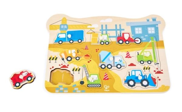 Hape Construction Vehicles peg-pussel