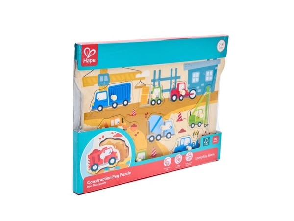 Hape Construction Vehicles peg-pussel