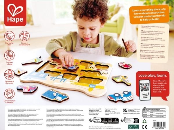 Hape Construction Vehicles peg-pussel