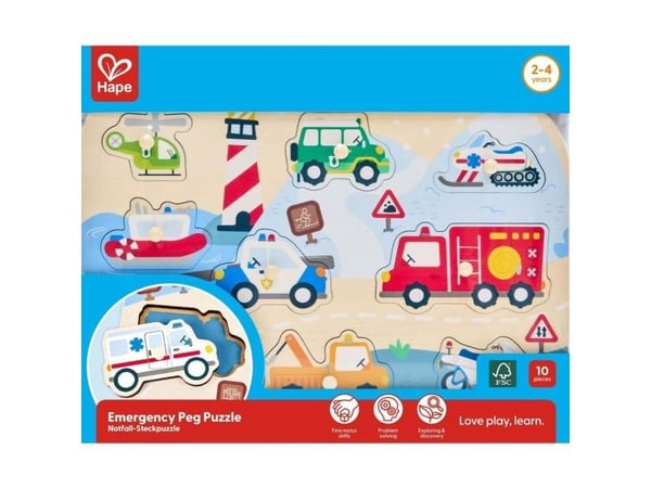 Hape Emergency Vehicles Peg Puzzle