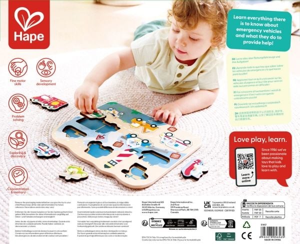 Hape Emergency Vehicles Peg Puzzle