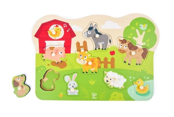 Hape Farm Animals peg-puslespill