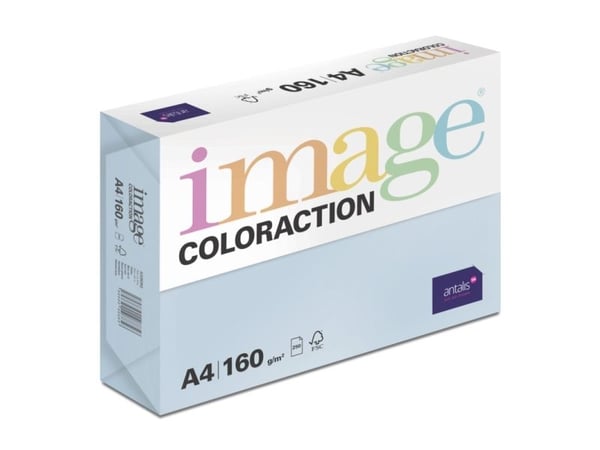Image, Coloraction, Isbjerg/bleg isblå Kopipapir, træfri ECF, 160g/m2, 210mm x 297mm, A4, Smal bane,