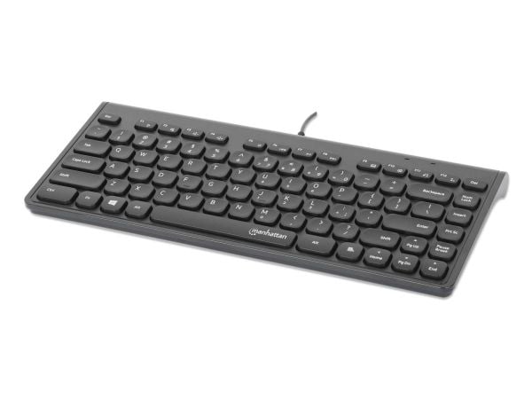 Manhattan 180702, Koblet med ledninger (ikke trådløs), USB, Membrannøkkelbryter, QWERTY, Sort