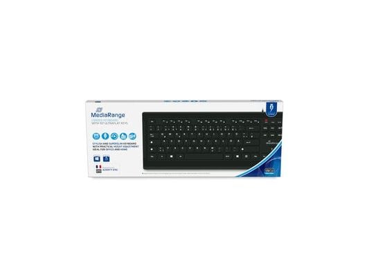 MediaRange MROS101-FR, Full størrelse (100 og), Koblet med ledninger (ikke trådløs), USB, Mekanisk nøkkelbryter, AZERTY, Sort