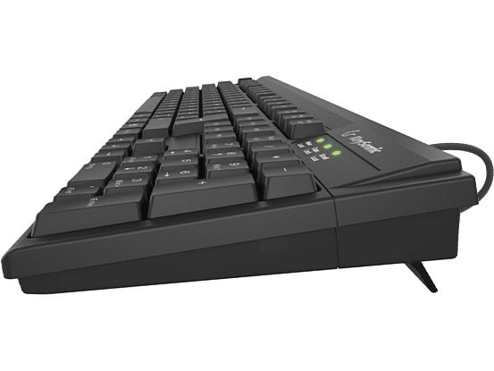KeySonic KSK-8008U-IP, Full størrelse (100 og), Koblet med ledninger (ikke trådløs), USB, Membrannøkkelbryter, Sort