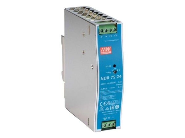 Ernitec - Strømforsyning (DIN-skinnemonterbar) - 24V - AC 100-240 V - 75 watt - blå, grå