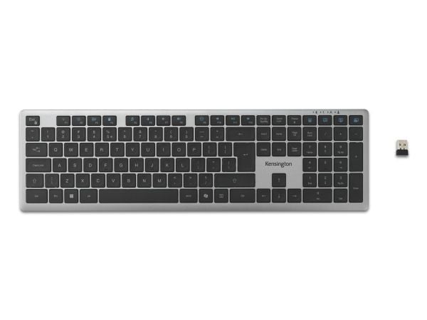 Kensington KB535 EQ - Tastatur - multi-device, rechargeable - full size - trådløs - 2.4 GHz, Bluetooth, USB - QWERTY - Internasjonal engelsk / kana...
