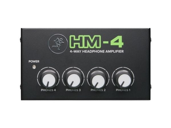 Mackie HM-4, 10000 ohmia (O), 47 ohmia (O), 22 dB, 6.3mm, DC, 109 mm, DC, 109 mm