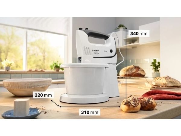 Bosch MFQ37490, Håndmikser, Grå, Hvit, Miksing, 1,3 m, 3 l, Jekk
