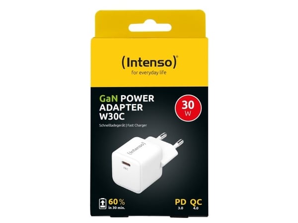Intenso POWER ADAPTER USB-C GAN/7803022, Sisätila, AC, 20 V, Valkoinen