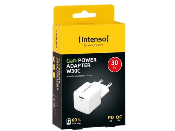 Intenso POWER ADAPTER USB-C GAN/7803022, Sisätila, AC, 20 V, Valkoinen