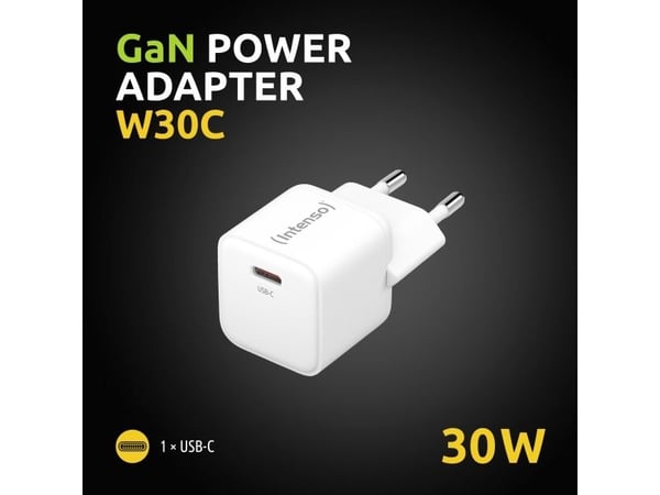 Intenso POWER ADAPTER USB-C GAN/7803022, Sisätila, AC, 20 V, Valkoinen