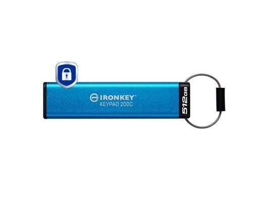 Kingston IronKey Keypad 200C - USB-flashstasjon - kryptert - FIPS 140-3 Level 3 - 512 GB - USB 3.2 Gen 1