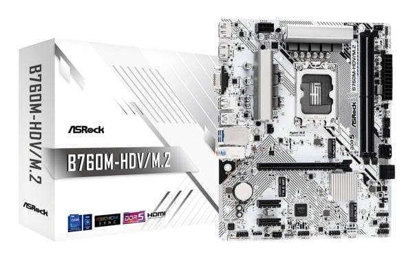 ASRock B760M-HDV/M.2 D4 - Hovedkort - micro ATX - LGA1700-sokkel - B760 Chipset - USB-C 3.2 Gen 1, USB 3.2 Gen 1 - Gigabit LAN - innbygd grafikk (C...