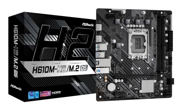 ASRock H610M-H2/M.2 D5 - Hovedkort - micro ATX - LGA1700-sokkel - H610 Chipset - USB 3.2 Gen 1 - Gigabit LAN - innbygd grafikk (CPU kreves) - HD-ly...