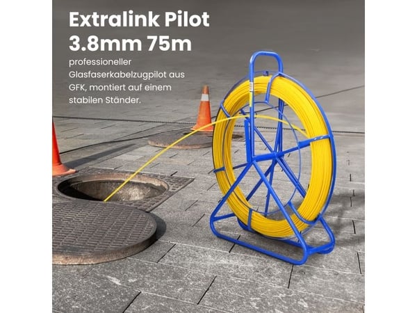 Extralink Pilot 3,8mm 75m | Kabeltrekkende fjernkontroll | glassfiber FRP, dia. 3,8mm, lengde 75m, gul