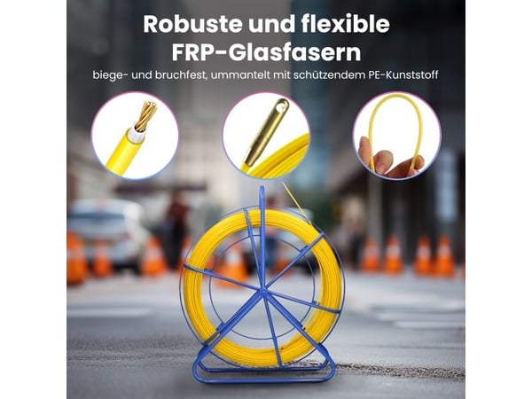 Extralink Pilot 3,8mm 75m | Kabeltrekkende fjernkontroll | glassfiber FRP, dia. 3,8mm, lengde 75m, gul