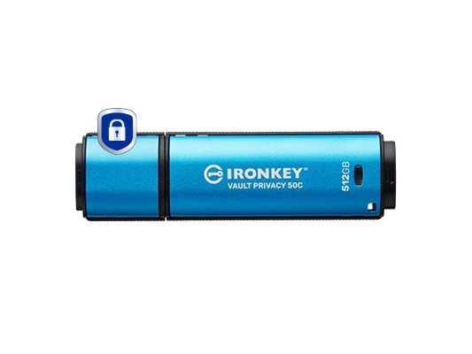 Kingston IronKey Vault Privacy 50C IKVP50C - USB-flashstasjon - kryptert - 512 GB - USB 3.2 Gen 1 - TAA-samsvar
