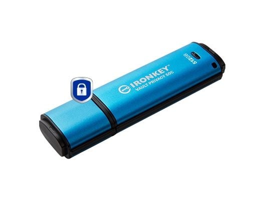 Kingston IronKey Vault Privacy 50C IKVP50C - USB-flashstasjon - kryptert - 512 GB - USB 3.2 Gen 1 - TAA-samsvar