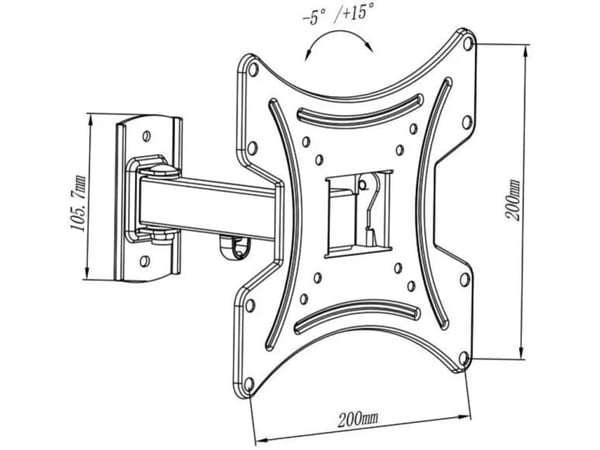 myWall HL 15-1, 58,4 cm (23"), 106,7 cm (42"), 20 kg, 200 x 200 mm, -5 - 15°, Sort