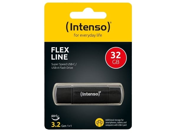 Intenso 3544480, 32 GB, USB Type-A / USB Type-C, 3.2 Gen 1 (3.1 Gen 1), 70 MB/s, Suojus, musta