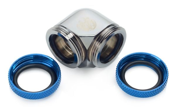 Bitspower BP-BSE90DML16-RBL, Adapter skjerm, Messing, Blå, Sølv, 1/4", 90°, 1,6 cm