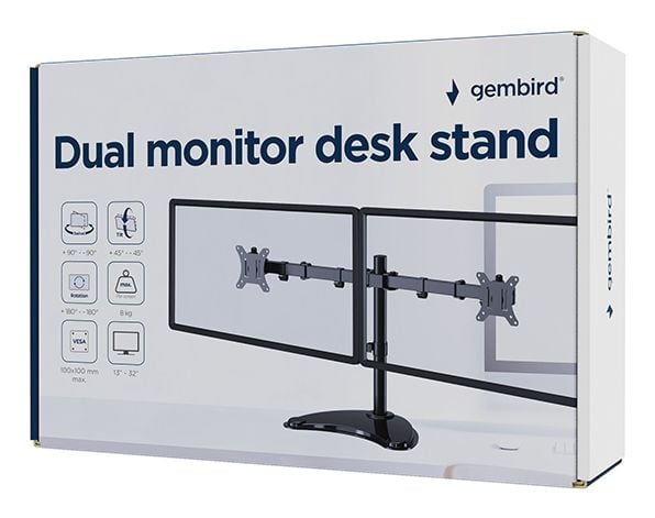 Gembird - Stativ - for 2 LCD-skjermer - stål, plastikk - svart - skjermstørrelse: 13"-32" - skrivebord