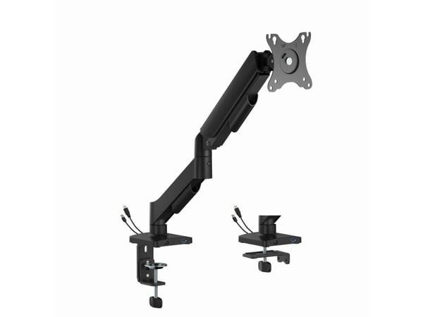 Gembird - Monteringssett (monteringsarm, grommet/desk clamp mount) - justerbar - for flatpanel - USB ports - stål, plastikk - finteksturert svart -...