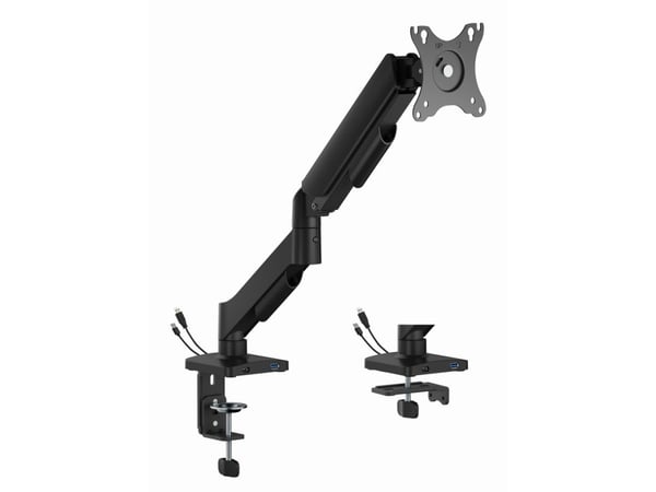 Gembird - Monteringssett (monteringsarm, grommet/desk clamp mount) - justerbar - for flatpanel - USB ports - stål, plastikk - finteksturert svart -...