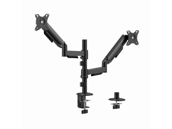 Gembird - Monteringssett (2 leddarmer, 2 VESA-monteringsbøyler, klemmemonteringsbase, maljemonteringsfot) - justerbare armer - for 2 LCD-skjermer -...