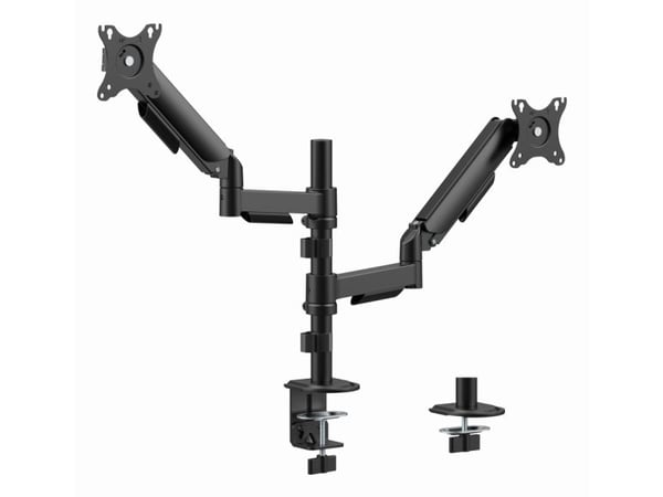 Gembird - Monteringssett (2 leddarmer, 2 VESA-monteringsbøyler, klemmemonteringsbase, maljemonteringsfot) - justerbare armer - for 2 LCD-skjermer -...