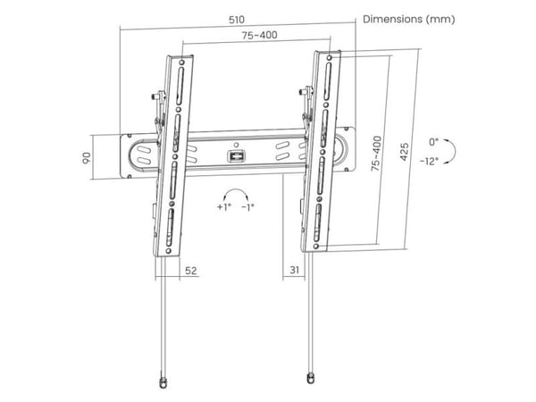 Gembird PRO Series - Monteringssett (veggmontering) - for TV - tipping - stål - finteksturert svart - skjermstørrelse: 32"-65"