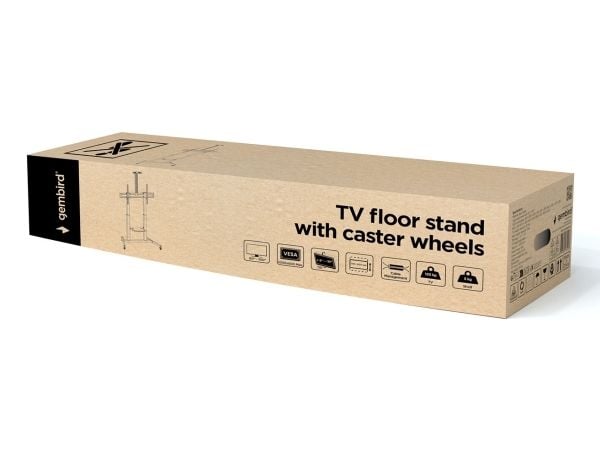 Gembird TVS-100T-03, 2,54 m (100"), 200 x 200 mm, 1000 x 600 mm, 5 - -10°, Stål, Svart