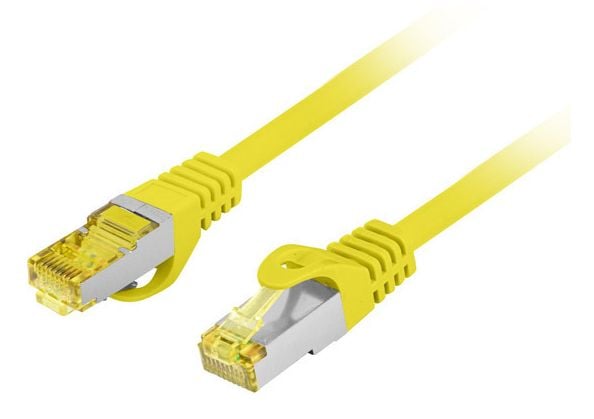 Lanberg - Koblingskabel - RJ-45 (hann) til RJ-45 (hann) - 6 mm - S/FTP - CAT 6a - halogenfri, rund, uten hindringer, flertrådet - gul, RAL 1016