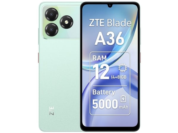 ZTE Blade A36, 17,1 cm (6.75"), 4 GB, 64 GB, 8 MP, Android 15, Vihreä ZTE Blade A36, 17,1 cm (6.75"), 4 GB, 64 GB, 8 MP, Android 15, Vihreä