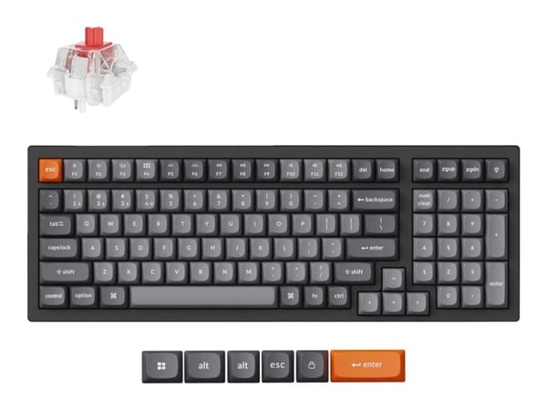 Keychron K4 MAX - Tastatur - custom - 96% - belyst - trådløs - Bluetooth 5.1, 2.4 GHz, USB-C - QWERTY - Nordisk - tastsvitsj: Keychron Super Red (H...