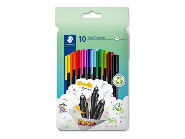 STAEDTLER triplus 334 - Fineliner - assorterte farger - vannbasert blekk - 0.3 mm (en pakke 10)