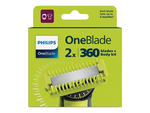 Philips OneBlade 360 vaihtoterät QP624/50, 2 kpl + vartalosetti